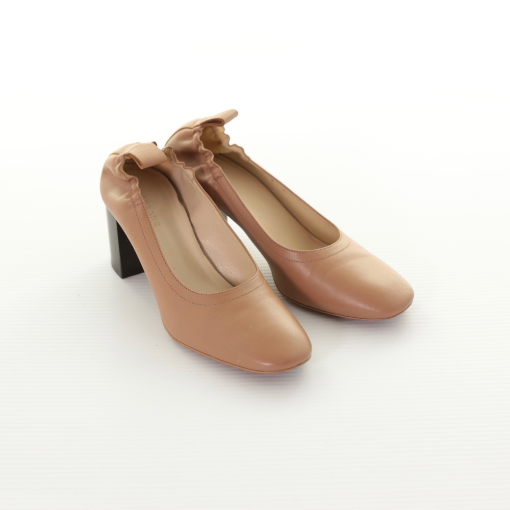 Everlane The Day Pecan Tan Italian Leather Block Heel Pumps Womens 7M Balletcore